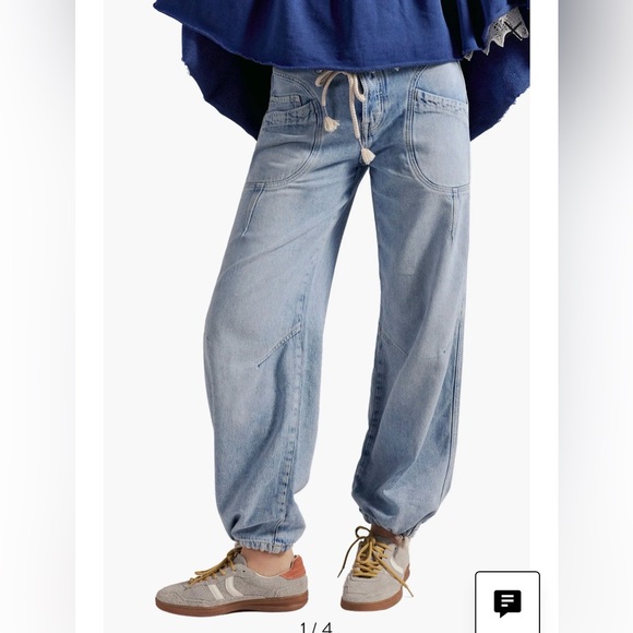 We The Free Denim - We The Free Light Blue Drawstring Jogger Jeans
